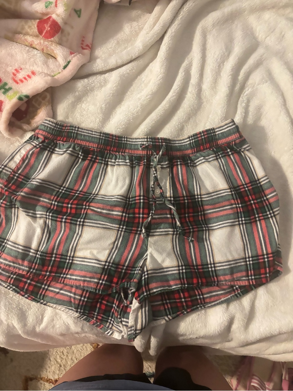 aerie Plaid Lounge Shorts in Red, Green & White